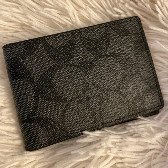 Coach Black Monogram Bifold Wallet - Picture 1 of 6